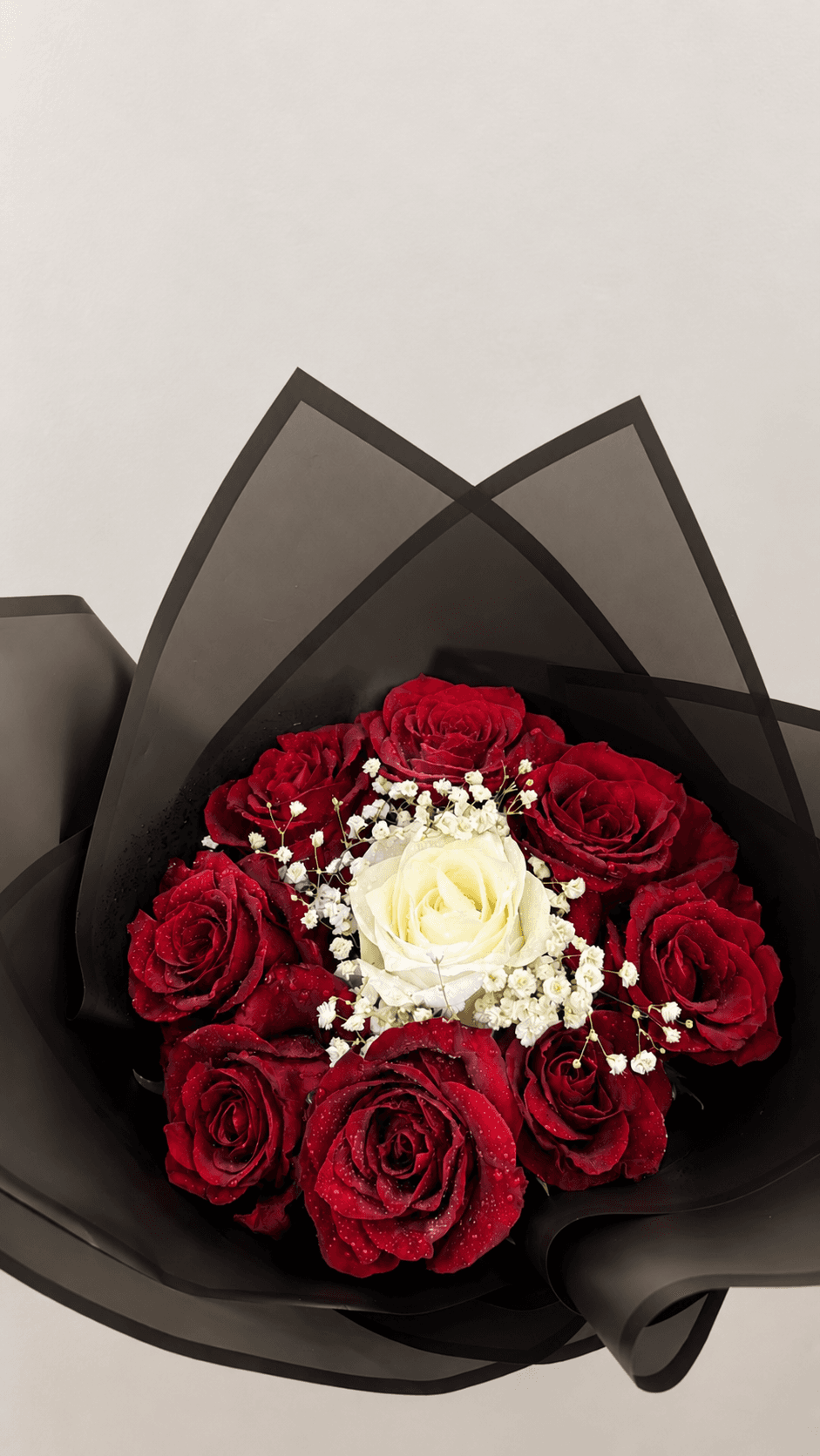 One in a Million Bouquet – Red Roses with White Center Rose (9)