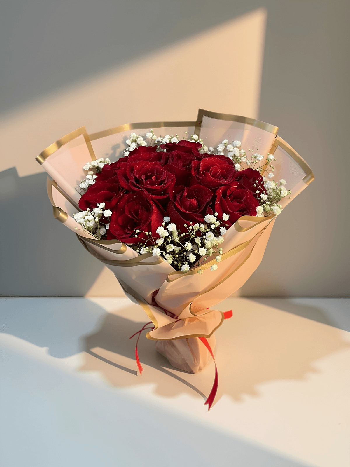 Crimson Romance – 15 Red Roses Bouquet