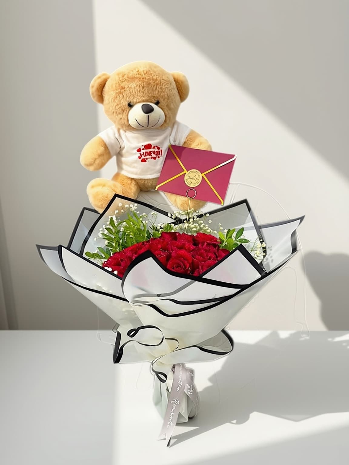 Love Letter 14 Red Roses & Teddy Gift