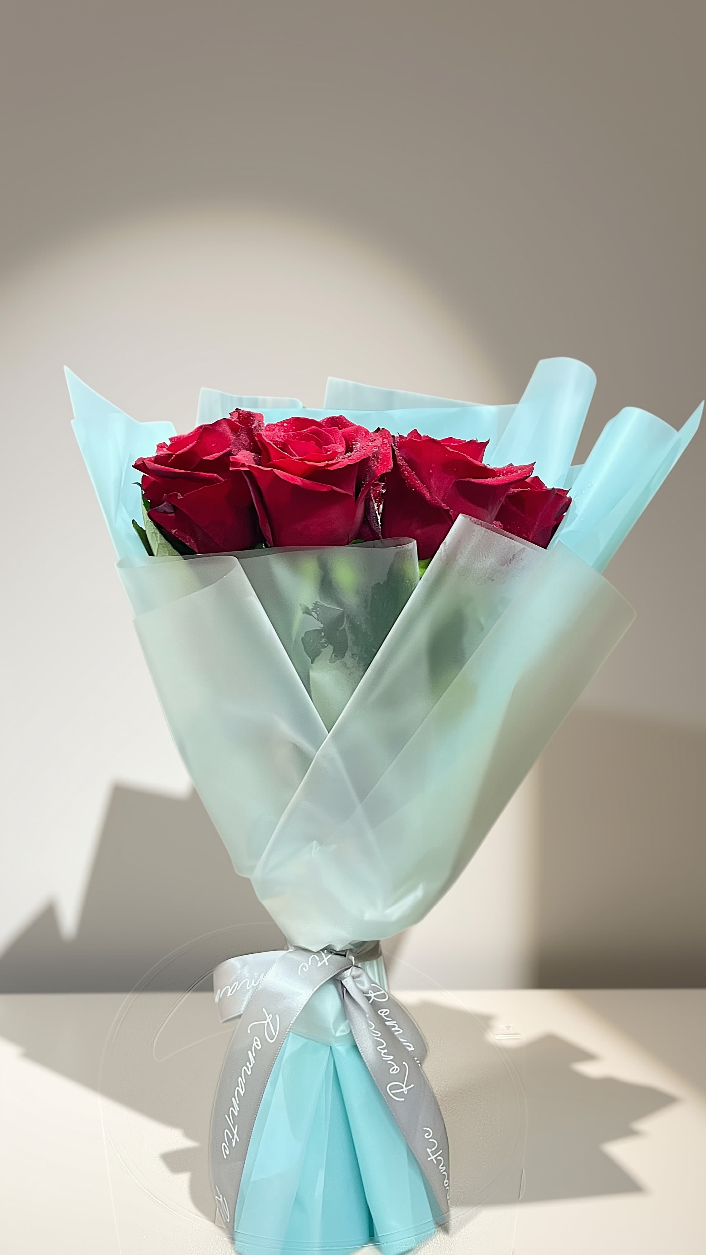 Aqua Wrapped 10 Red Roses