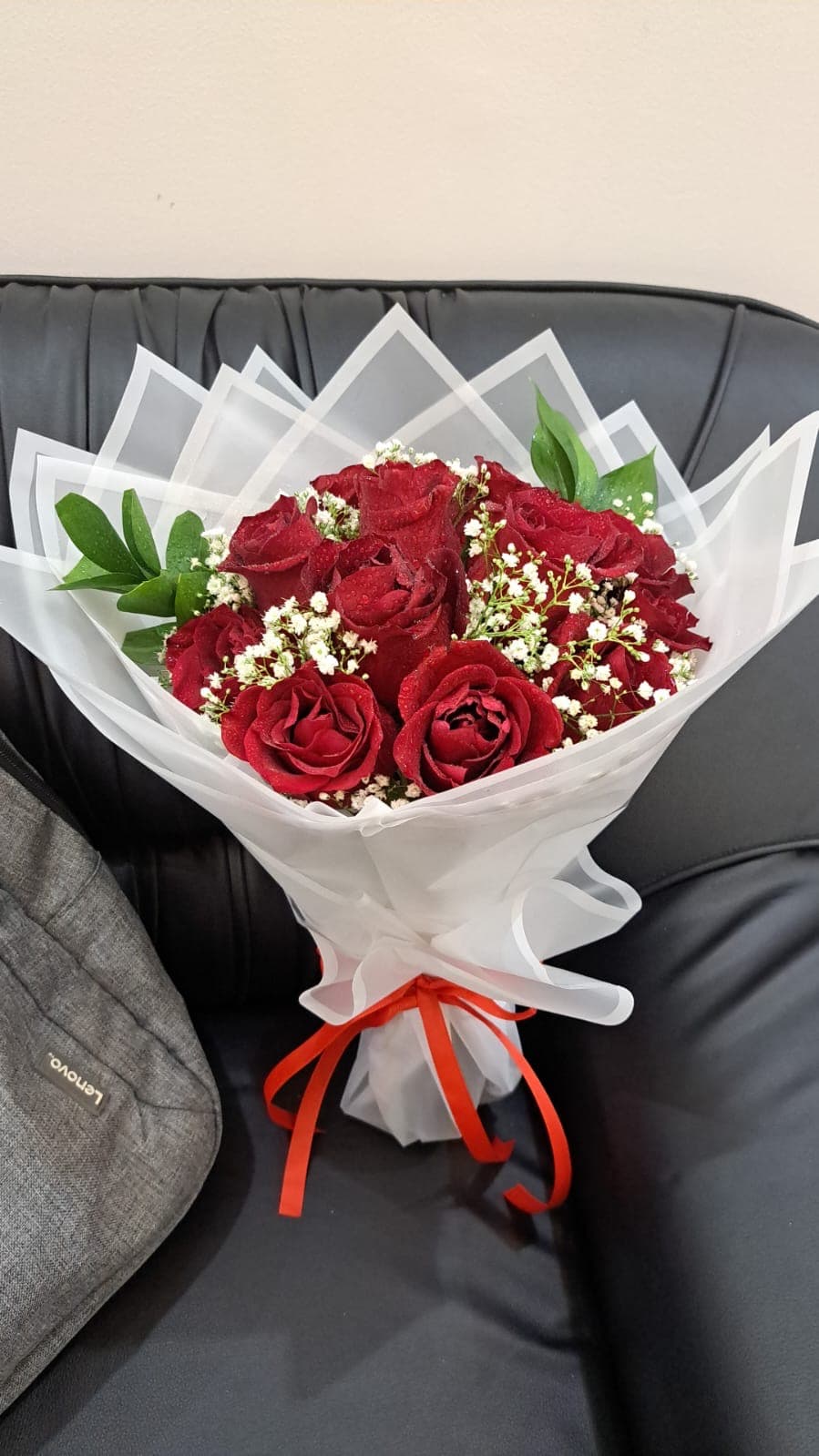 Classic Red Rose & Baby’s Breath Bouquet