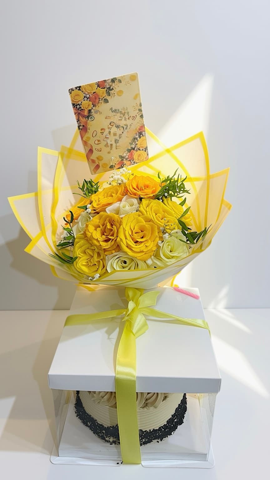 10 Mixed Roses & Half-Kilo Cake - Warm Colours
