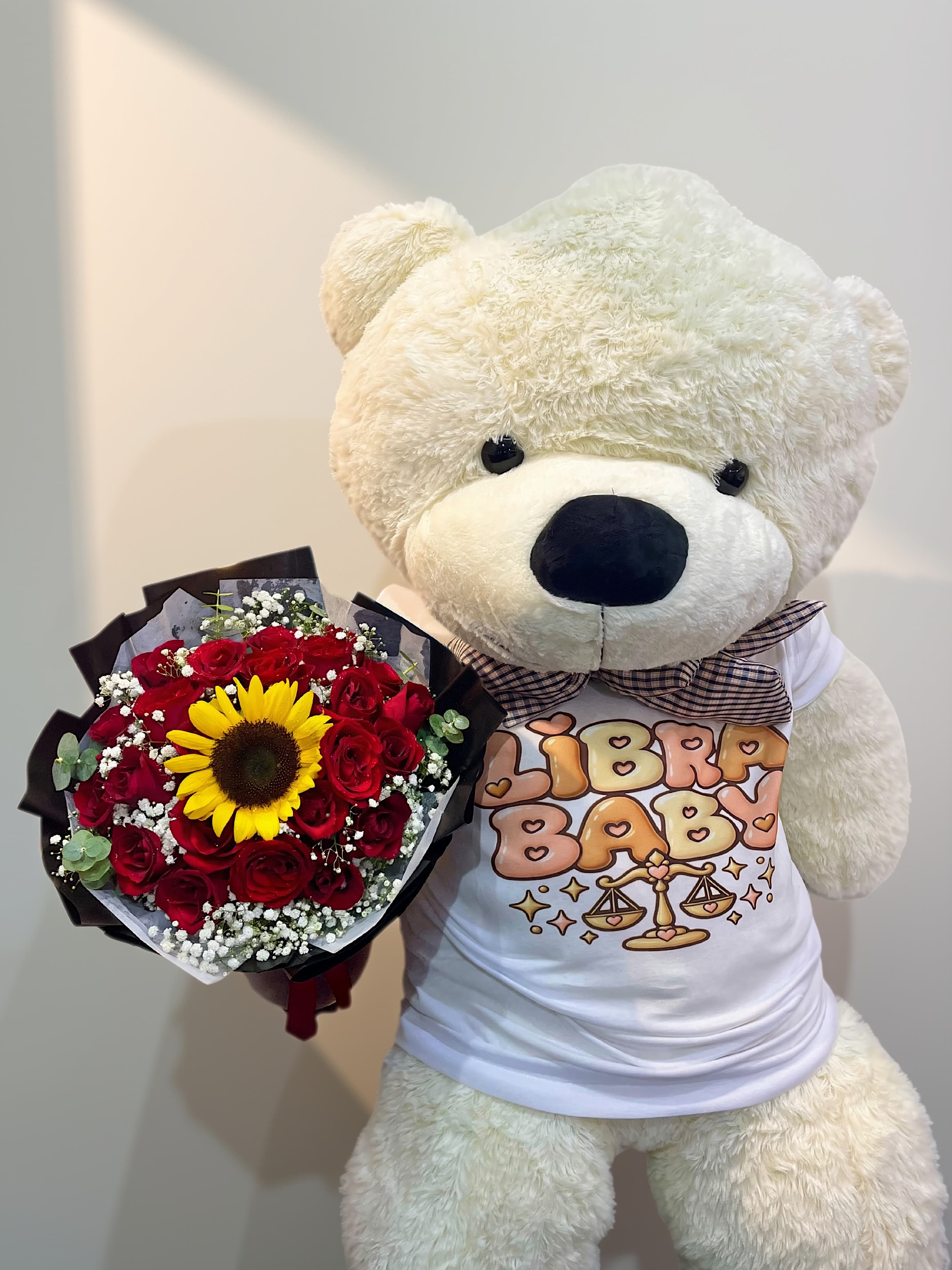Customized Giant Teddy with Roses & Sunflower (25)