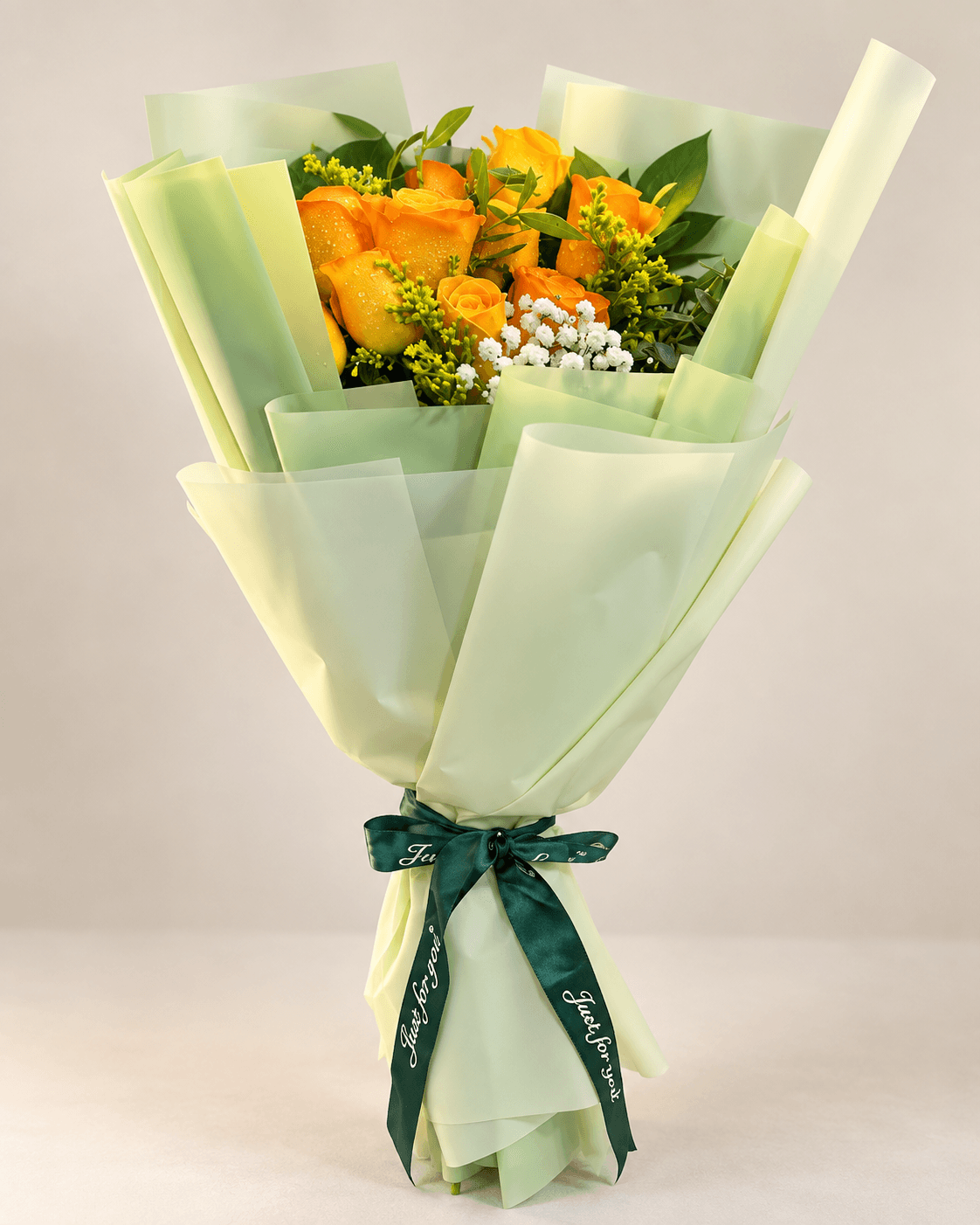 Golden Citrus Bouquet – Orange Roses